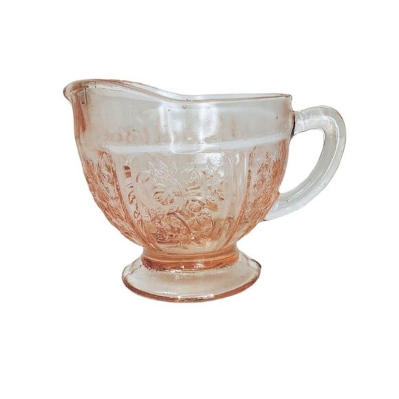 VTG 30s Pink Depression Glass Sharon Cabbage Rose Design & Berries 6 Piece Set - Picture 9 of 15